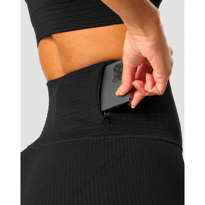 Ribbed Define Seamless Pocket Tights Musta