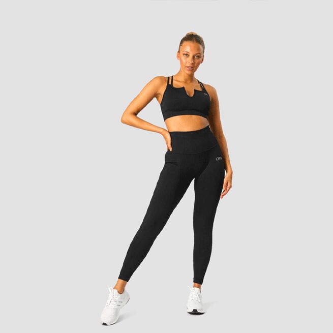 Ribbed Define Seamless Pocket Tights Musta
