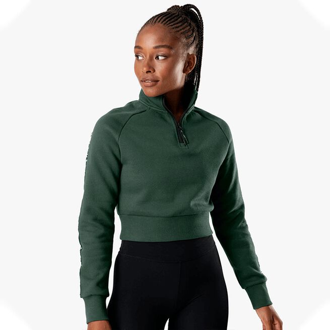 ICANIWILL Essential Cropped Logo Sweater, Moss