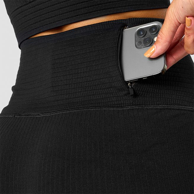 Ribbed Define Seamless Pocket Shorts, Black