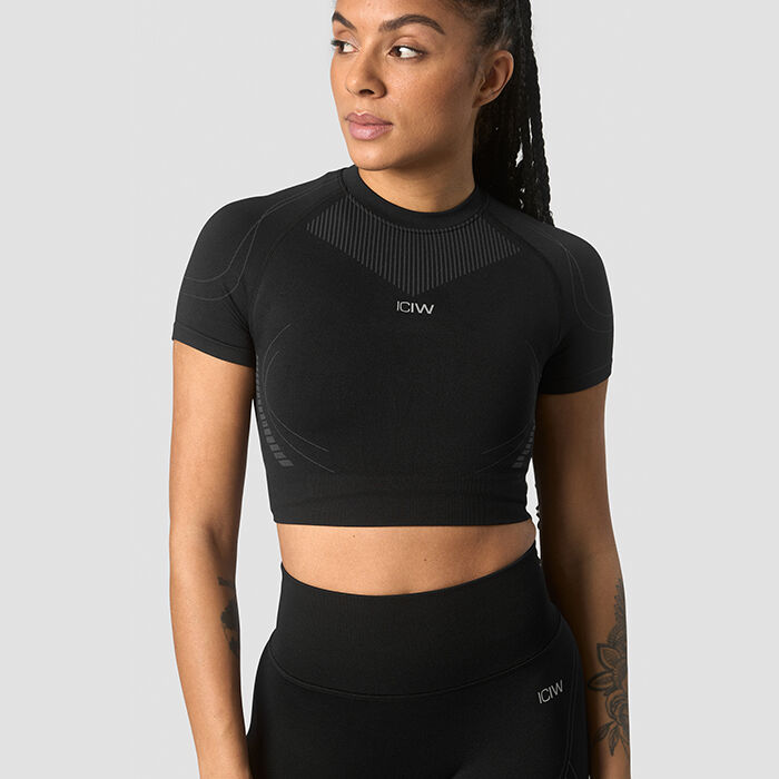 Ultra Seamless Cropped T-paita Naiset, Musta