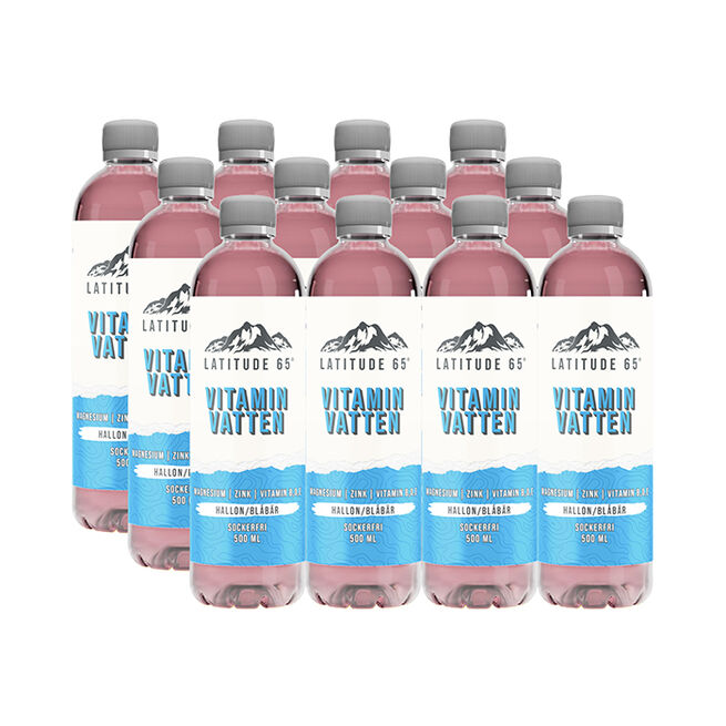 12 x Latitude 65, Vitaminvatten, 500 ml Hallon/Blåbär