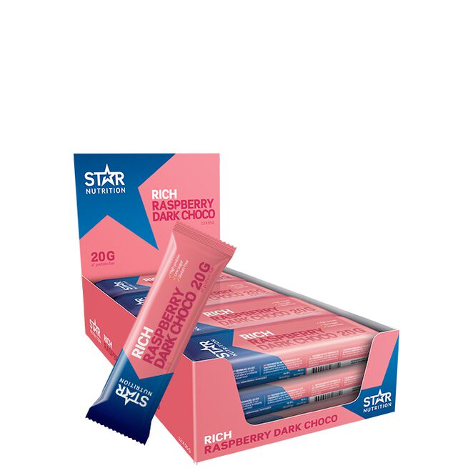 12 x Proteiinipatukka 55 g Raspberry Dark Chocolate (NEW)