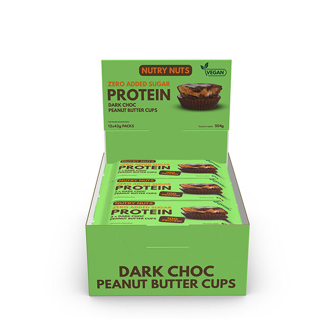 Box Nutry Nuts Protein Peanut Butter Cups 42 g Chocolate Hazelnut Dark Choc