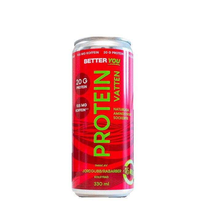 Proteiinivesi Kofeiini 330 ml Mansikka Raparperi