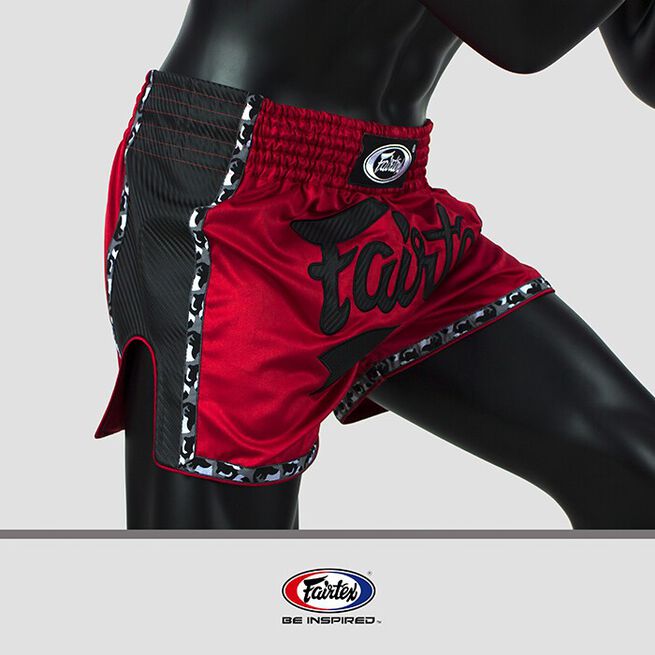 Fairtex BS1703, Muay Thai Shorts, Red/Black, S 