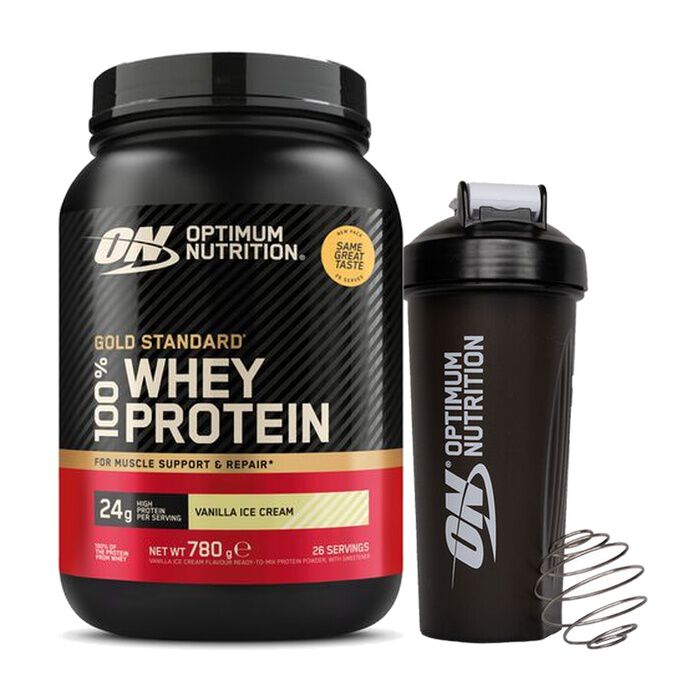 Optimum Nutrition 100% Whey Gold Standard 780 g + Shaker kaupan p&auml;&auml;lle