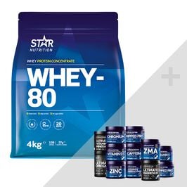 Star nutrition Whey-80 bonus product Whey-80 Heraproteiini 4 kg + bonustuote