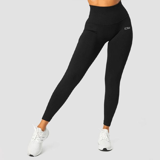Ribbed Define Seamless Pocket Tights Musta