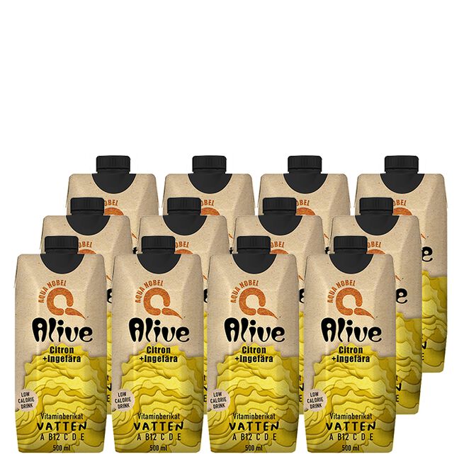12 x ALIVE, 500 ml, Sitruuna/Inkivääri