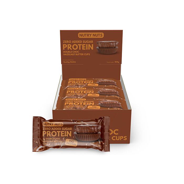 Box Nutry Nuts Protein Peanut Butter Cups 42 g Chocolate Hazelnut Double Choc Hazelnut