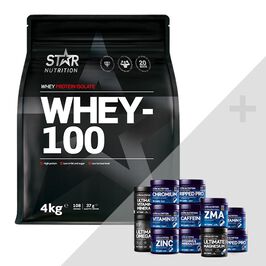 Star Nutrition Whey-100 bonus product Whey-100 Heraproteiini 4 kg + bonustuote!