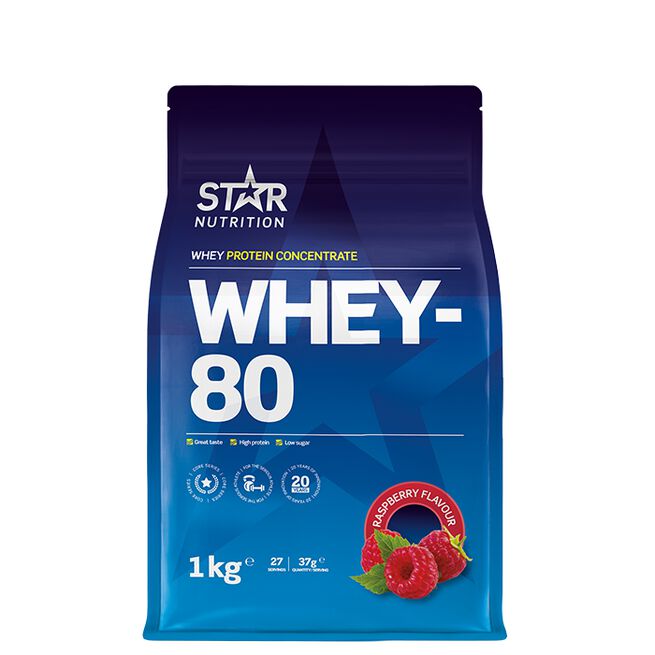 Whey-80 Heraproteiini 1 kg Hallon
