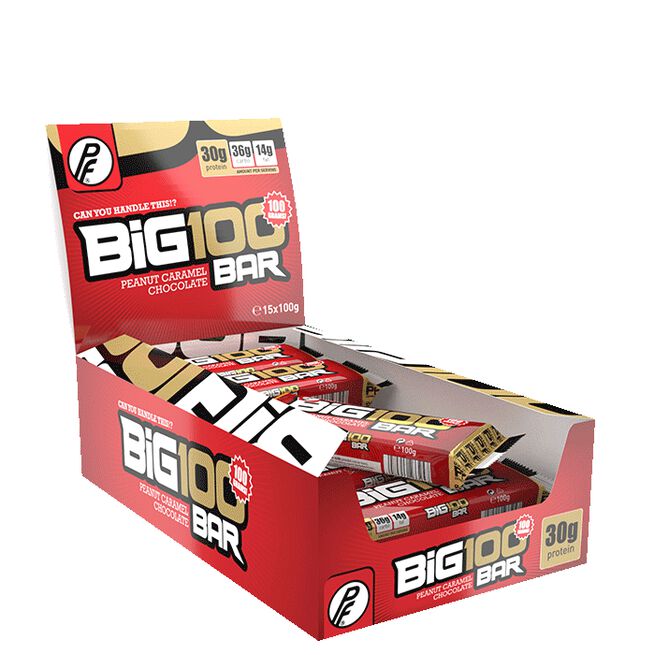 15 x Big 100 Proteiinipatukka 100 g Peanøtt Karamell Sjokolade