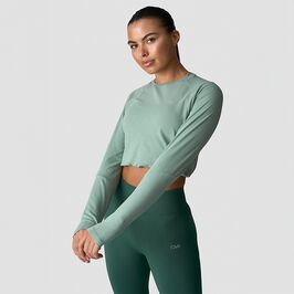 Define Cropped Adjustable Long Sleeve, Light Moss, L  Define Pitkähihainen Paita Vihreä