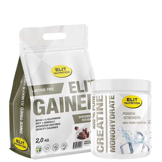 100 % puhdasta kreatiinimonohydraattia 300 g + laktoositon Gainer 2 kg