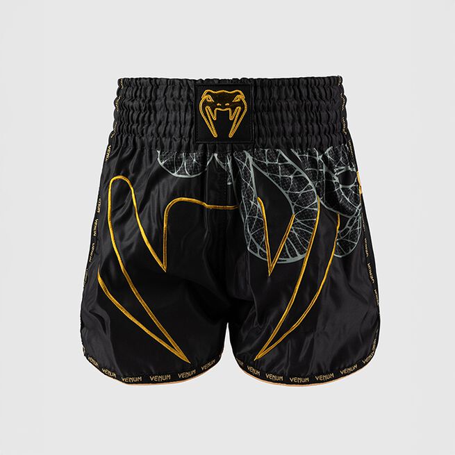 Serpenti Muay Thai-Shortsit Musta Hopea Kulta