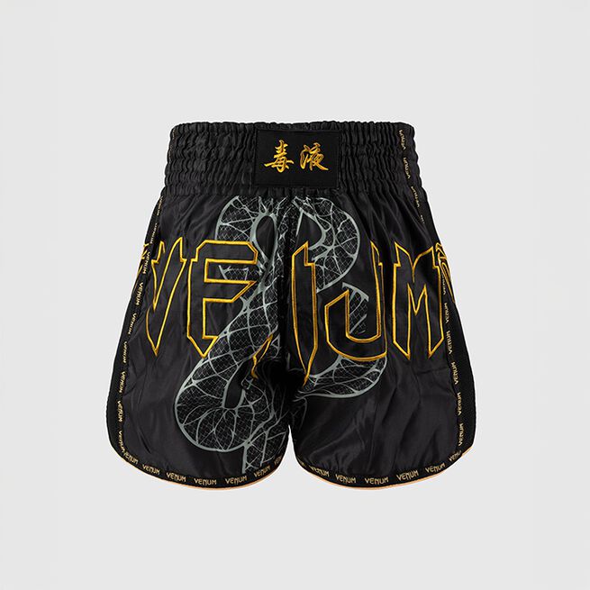 Serpenti Muay Thai-Shortsit Musta Hopea Kulta