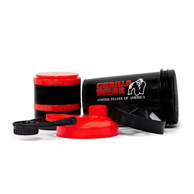 Shaker 2 Go Black/Red 500 ml + 130 ml x 2