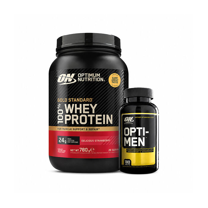 100 % Whey Gold Standard heraproteiini 700 g + Opti-Men, 180 tablettia