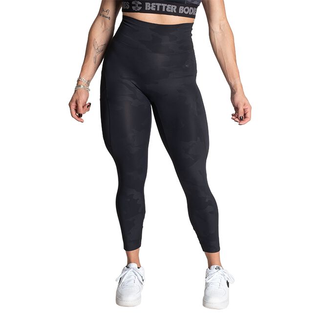 High Waist Leggings, Black Camo