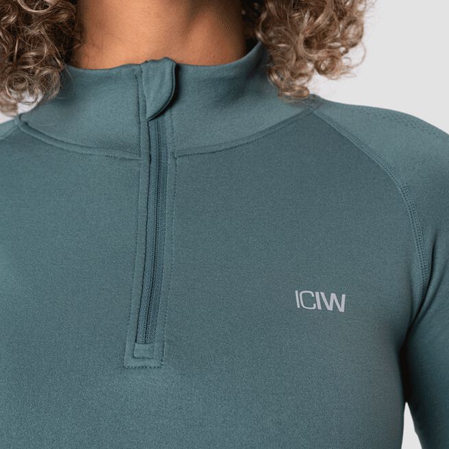 ICANIWILL Define Cropped 1/4 Zip, Jungle Green