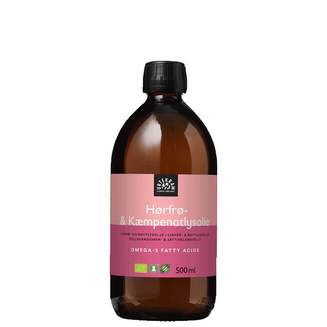 Pellavansiemen- & jättihelokkiöljy Luomu, 500 ml