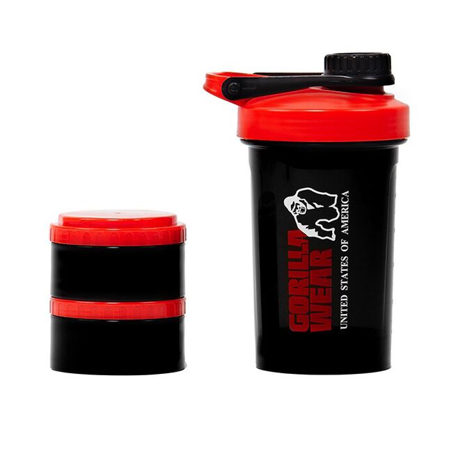 Shaker 2 Go Black/Red 500 ml + 130 ml x 2