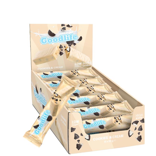 15 x Vähäsokerinen proteiinipatukka 50 g Cookies & Cream