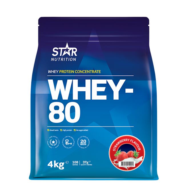 Whey-80 Heraproteiini 4 kg Jordgubb