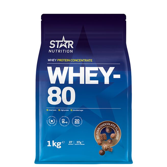 Whey-80 Heraproteiini 1 kg Belgian Chocolate