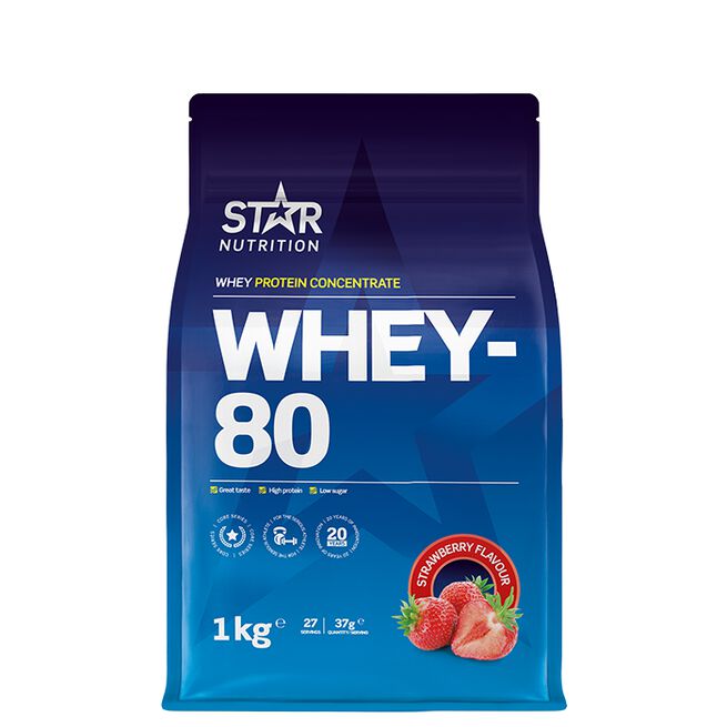 Whey-80 Heraproteiini 1 kg Jordgubb