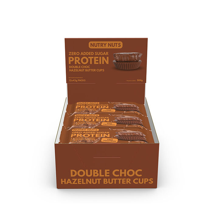 Box Nutry Nuts Protein Peanut Butter Cups 42 g Chocolate Hazelnut Double Choc Hazelnut