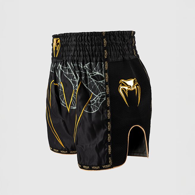 Serpenti Muay Thai-Shortsit Musta Hopea Kulta