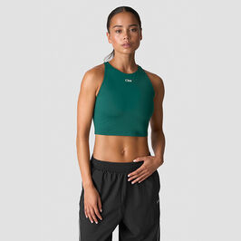 ICIW Contrast Cropped Tank Top, Deep Emerald Contrast Treenitoppi Vihreä
