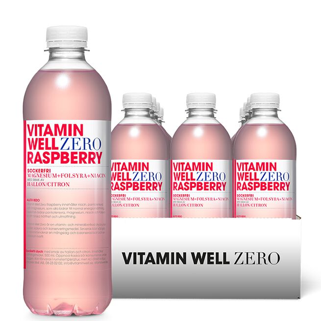 12 x Vitamin Well Zero Vitamin juoma 500 ml Raspberry