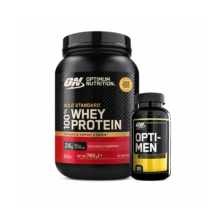 100 % Whey Gold Standard heraproteiini 700 g + Opti-Men, 90 tablettia