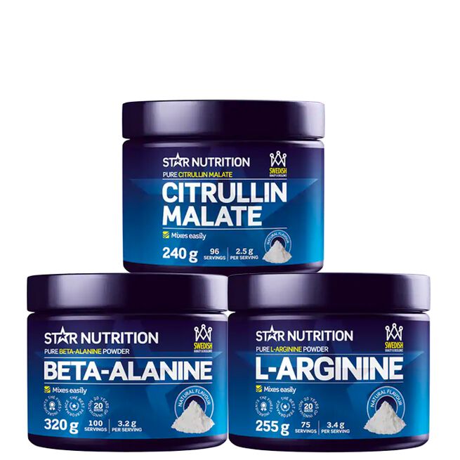 Pumppupaketti: Sitrulliinimalaatti + L-arginiini + beta-alaniini