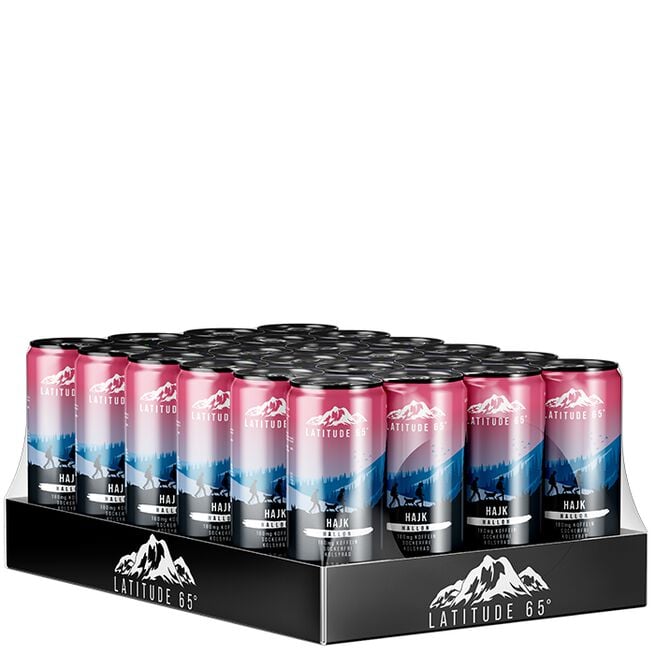 24 x Latitude 65 Energiajuoma 330 ml Hajk - Hallon