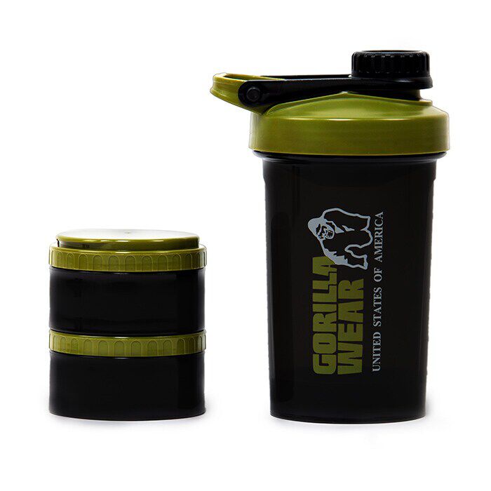 Shaker 2 Go Black/Green 500 ml + 130 ml x 2