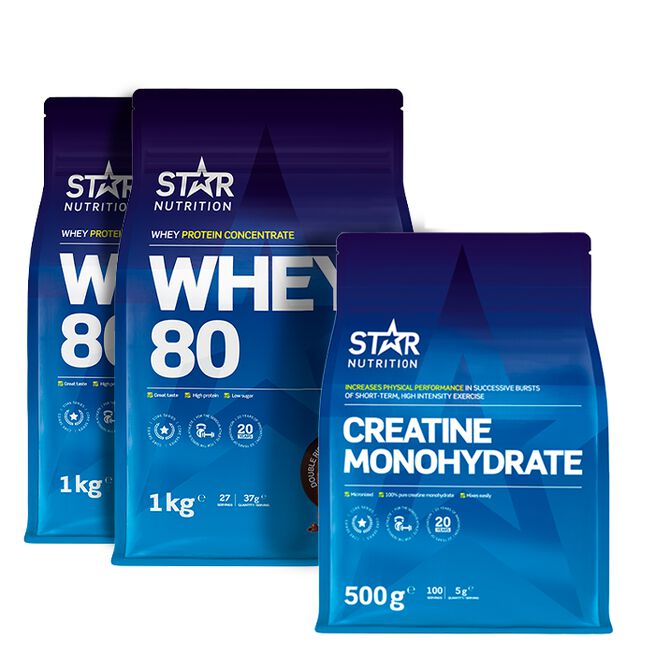 2 x Whey-80 heraproteiini + kreatiinimonohydraatti