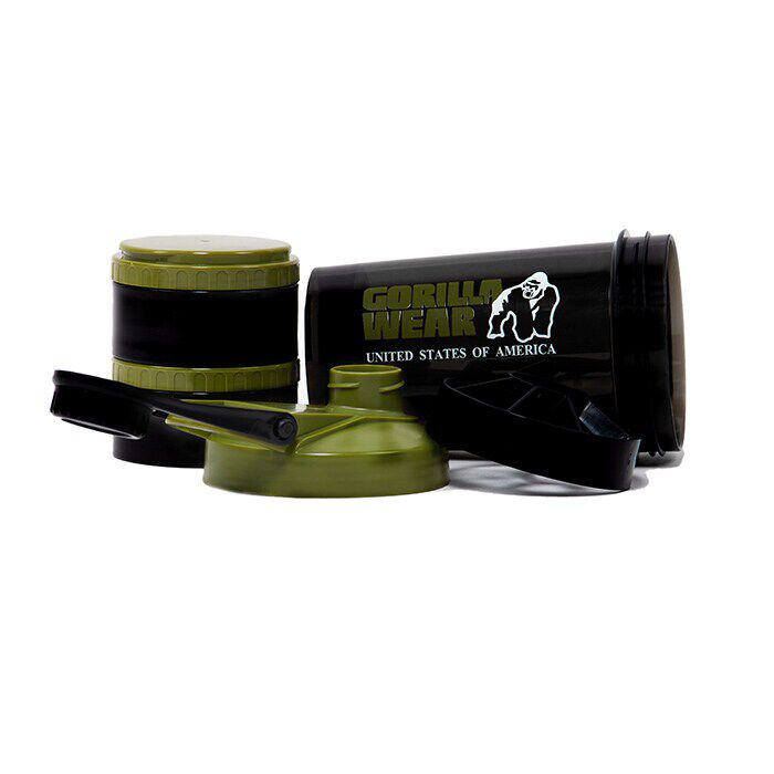 Shaker 2 Go Black/Green 500 ml + 130 ml x 2