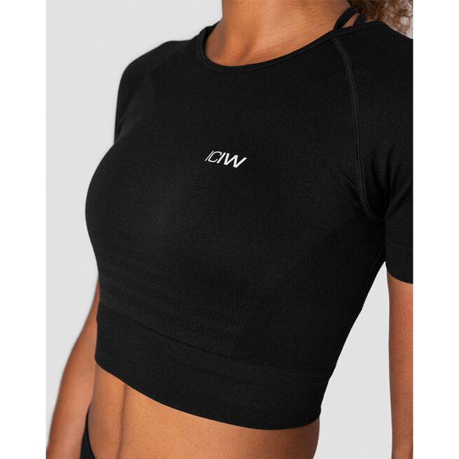 Define Seamless Cropped T-shirt Wmn, Black