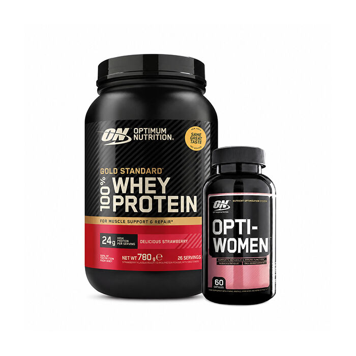 100 % Whey Gold Standard heraproteiini 700 g + Opti-Women, 60 kapselia