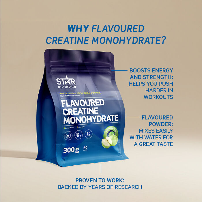 Maustettu kreatiinimonohydraatti 300 g Green Apple - NEW