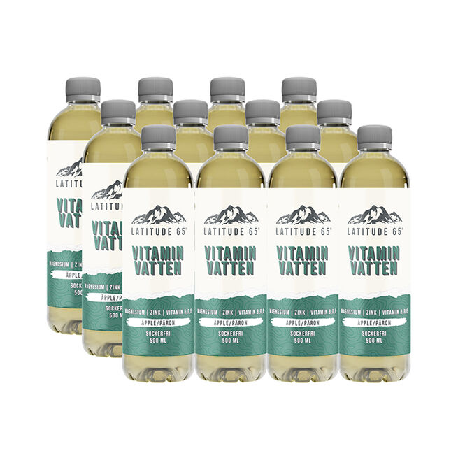 12 x Latitude 65, Vitaminvatten, 500 ml Äpple/Päron