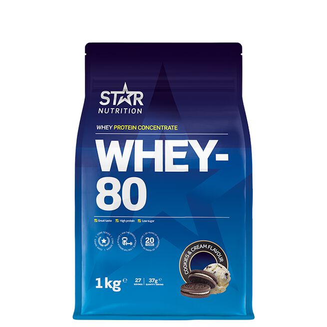 Whey-80 Heraproteiini 1 kg Cookies and Cream (Dessert)