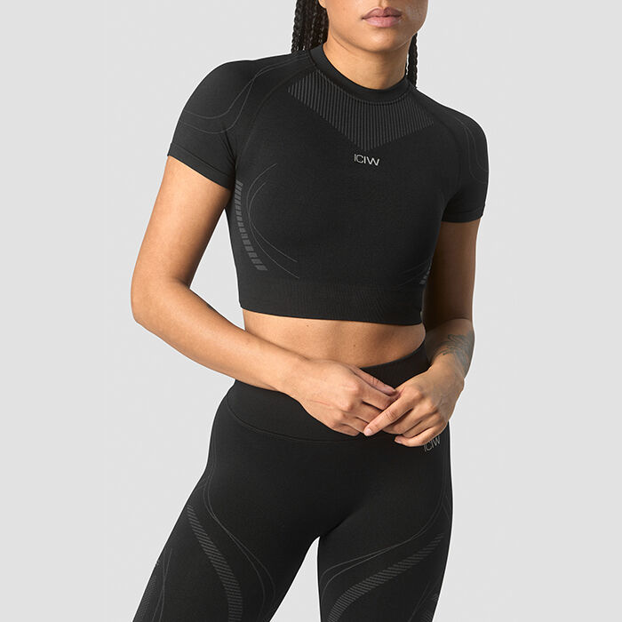 Ultra Seamless Cropped T-paita Naiset, Musta