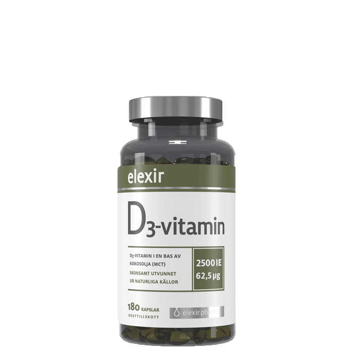 Elexir Pharma D3-vitamiini 2500 IE 180 kapselia