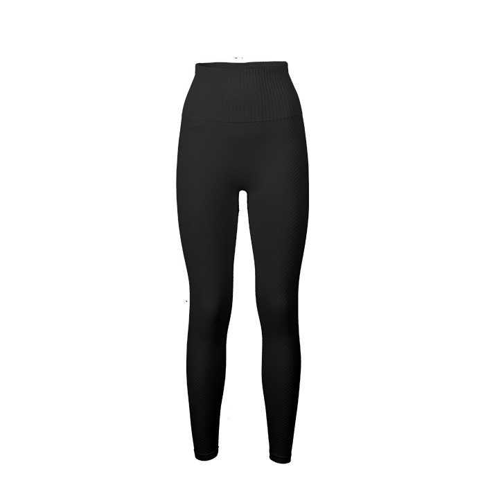 Seamless Graphical Rib High Waist Tights, Black